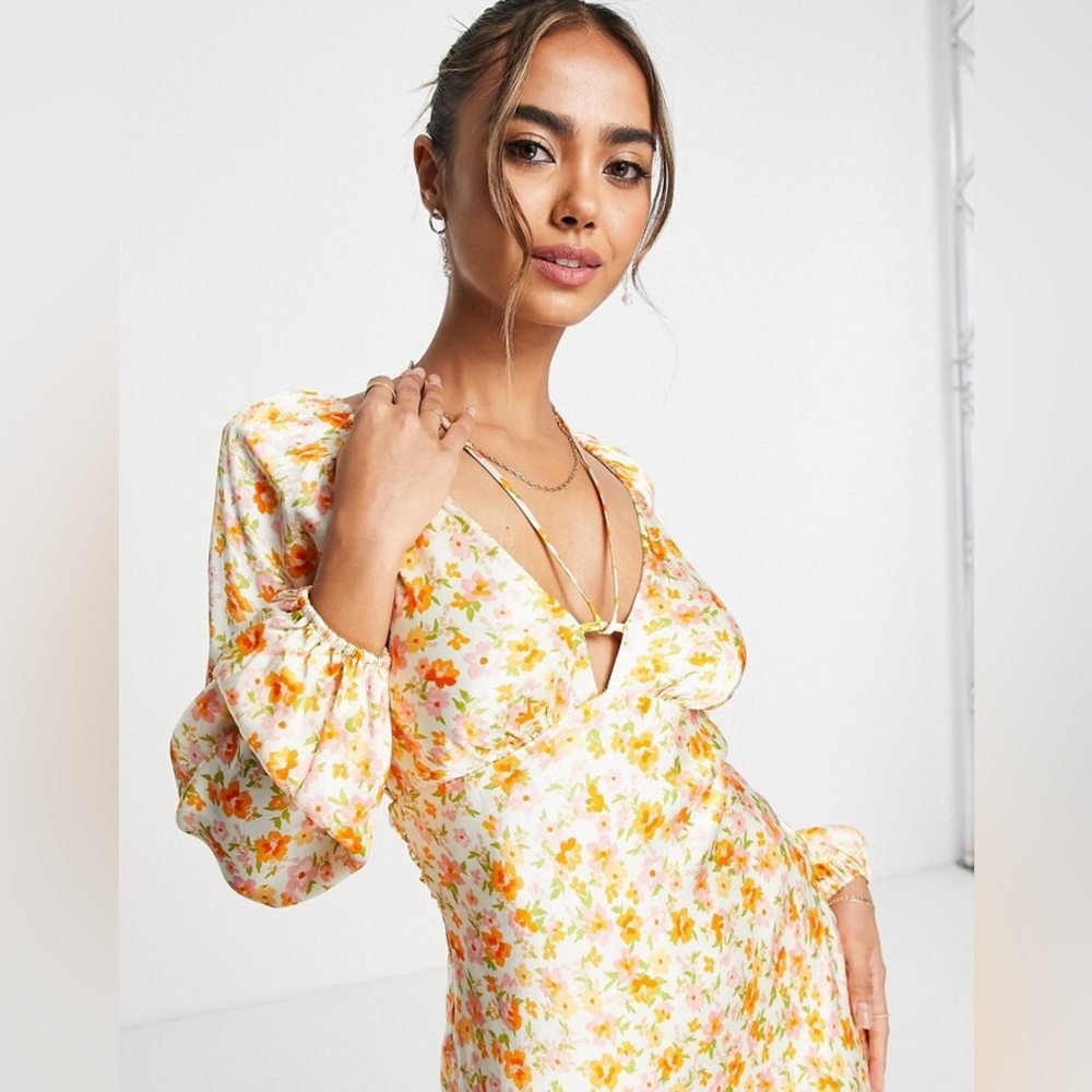 Ever New Billie Satin Tie Midi Dress –  US 6
